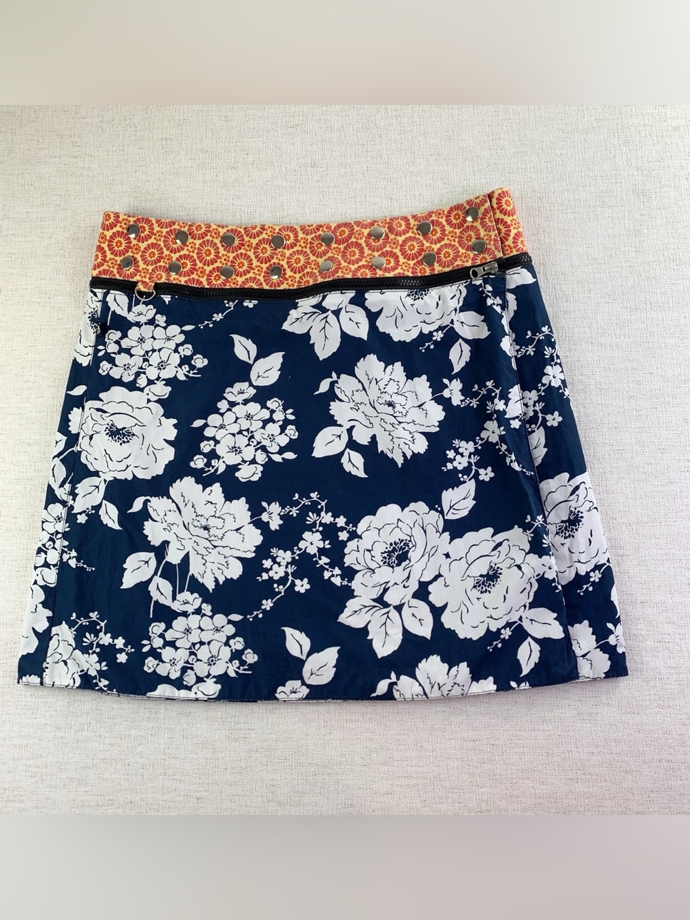 Zand Amsterdam‎ women reversible Floral striped Wrap Skirt adjustable Waistband